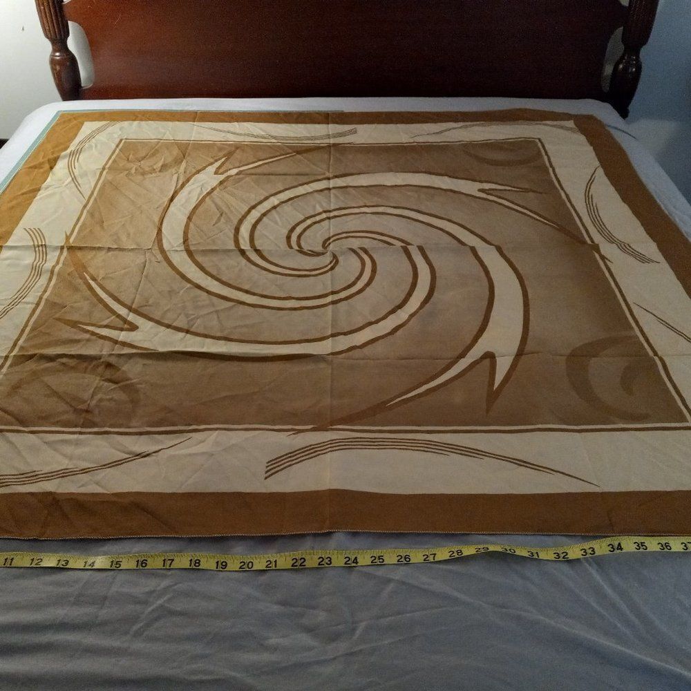 Nurel Tan/Brown Swirling Scarf  Cottagecore Grandmacore Granny Chic